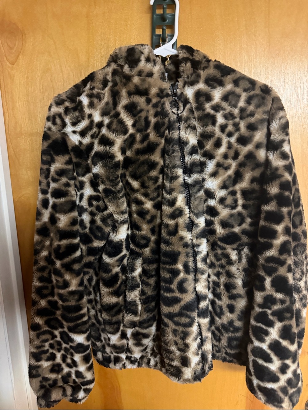 H&M Leopard Print Teddy Jacket - Black & Brown
